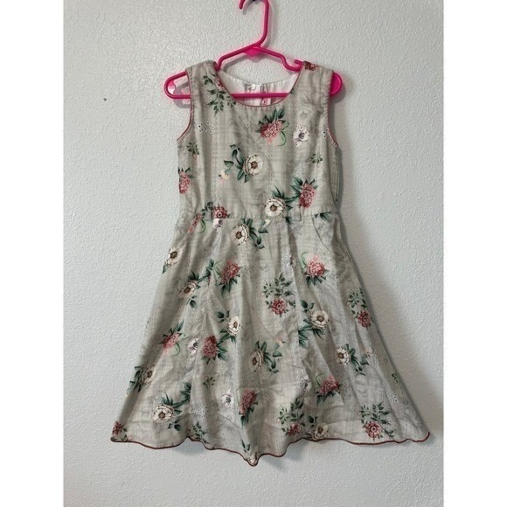 Qt. Beat Floral Dress Girls Size 3-4T Sleeveless Button Back Summer